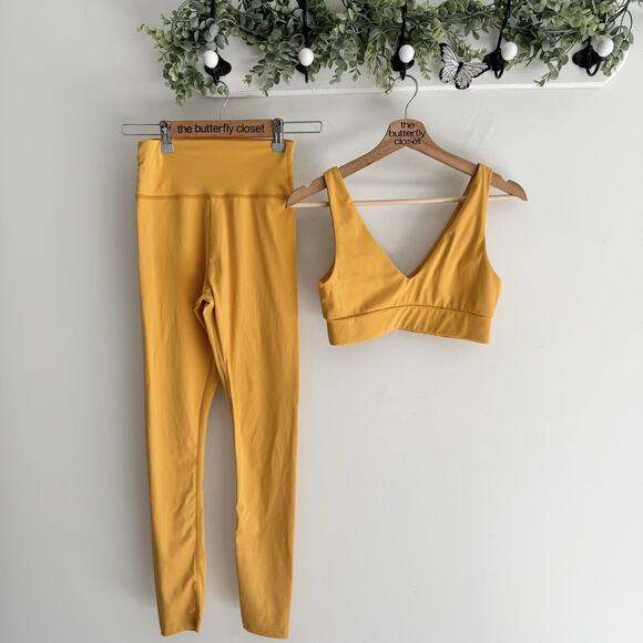 Daily Drills Mustard Yellow Leggings And Bra Set Small/medium AS - Picture 1 of 9